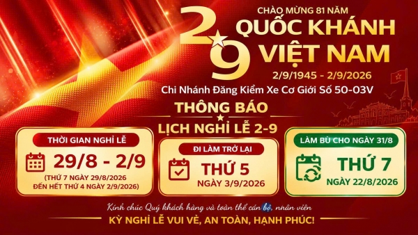 Th&ocirc;ng B&aacute;o Lịch Nghỉ Lễ 2/9/2026